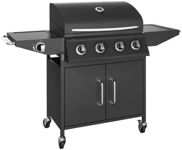 Gasolgrill med 4 brännare och sidobrännare